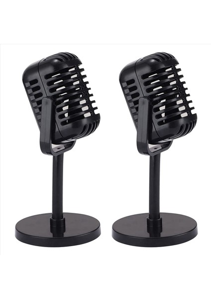 2x Vintage Mikrofon Prop Plastik Mikrofon Kostüm ve Rol Oyunu Için Retro Mikrofonlar Antik Mikrofon Sahnesi (Yurt Dışından)