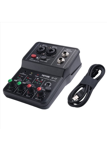 2x Teyun Q-12 Ses Kartı Ses Mikseri Ses Kurulu Konsolu Konsolu Masa Sistemi Arayüzü 4 Kanal 48V Güç Stereo Bilgisayar Kartı (Yurt Dışından) modelleri