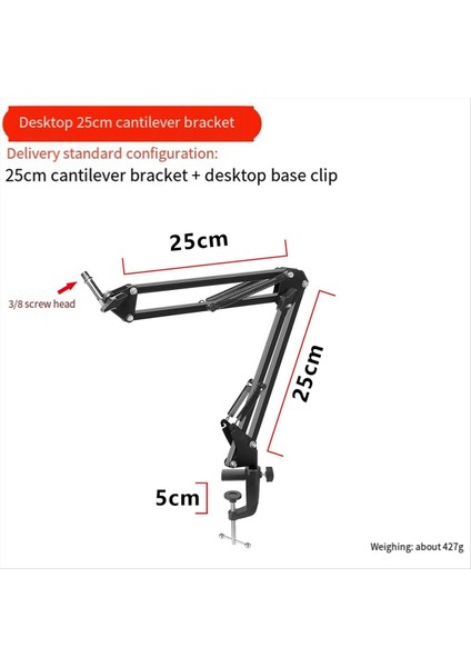 Podcasting Video Oyunları Radyo ve Stüdyo Sesleri Için Masa Üstü Olan 25CM Mikrofon Bom Kolu D (Yurt Dışından) fiyatları
