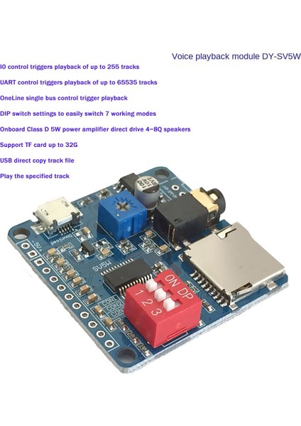 DY-SV5W Mp3 Müzik Çalışı Için Ses Için Modülü Sesliye Playback Amplifikatörü 5W Sd/tf Kart Entegre Uart I/o Tetikleyicisi (Yurt Dışından) modelleri