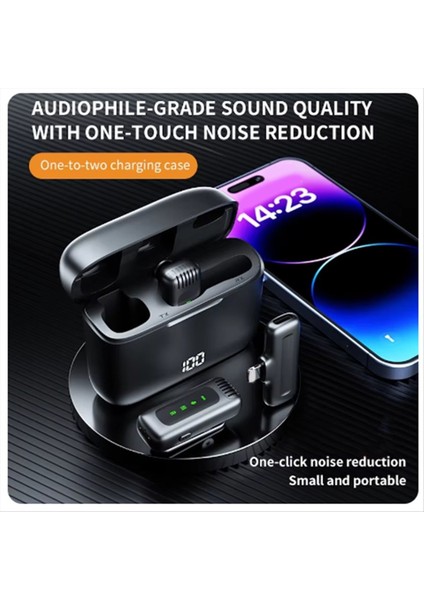 Kablosuz Yok Mikrofon Taşınabilir Gürültü Azaltma Ses Kaydı Şarj Kutusu Tip-C Arayüz (Yurt Dışından) fiyatları