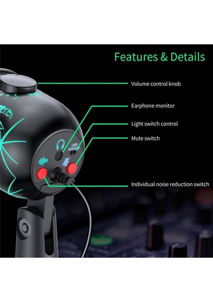 Pc Bilgisayar Dizüstü Bilgisayar Video Şarkı Kayıt Için Gürültü Iptali ile USB Kondansatör Mikrofonu USB Oyun Mikrofonu (Yurt Dışından) indirimleri