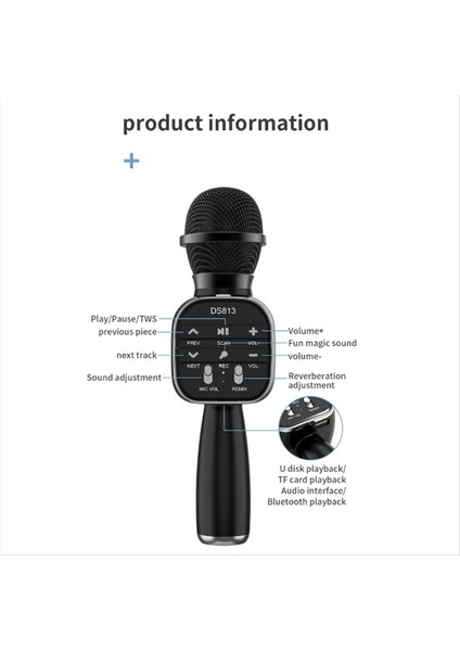 Kablosuz Bluetooth Mikrofon El Mikrofon Profesyonel Hoparlör Müzik Oyun Mikrofonu DS813 Home Ktv Için (Yurt Dışından) modelleri