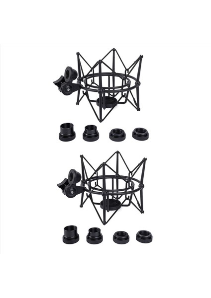2x Mikrofon Şok Montaj Ayarlanabilir Montaj Kayıt Mikrofon Standı Metal Braket Pod Mikrofon Standı (Siyah) (Yurt Dışından)