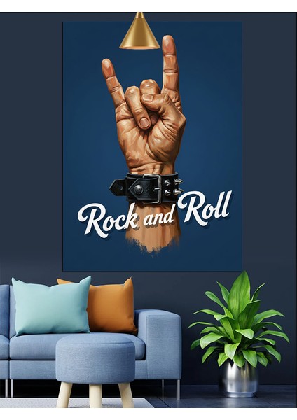 Rock And Roll El Hareketi Dekoratif Kanvas - Mdf Ahşap Tablo