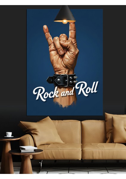 Rock And Roll El Hareketi Dekoratif Kanvas - Mdf Ahşap Tablo fiyatları