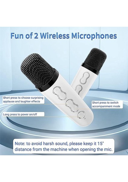 Aile Ktv Ses Seti Çift Kablosuz Mikrofon Bir Açık Mekan Taşınabilir Karaoke Bluetooth Hoparlör Beyaz (Yurt Dışından) fırsatları