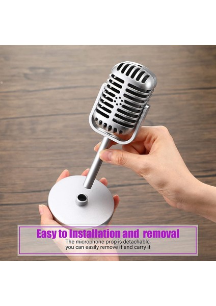 4pcs Retro Mikrofon Props Model Vintage Mikrofon Antika Oyuncak Mikrofon Sahne Masa Dekoru Gümüş (Yurt Dışından) fırsatları