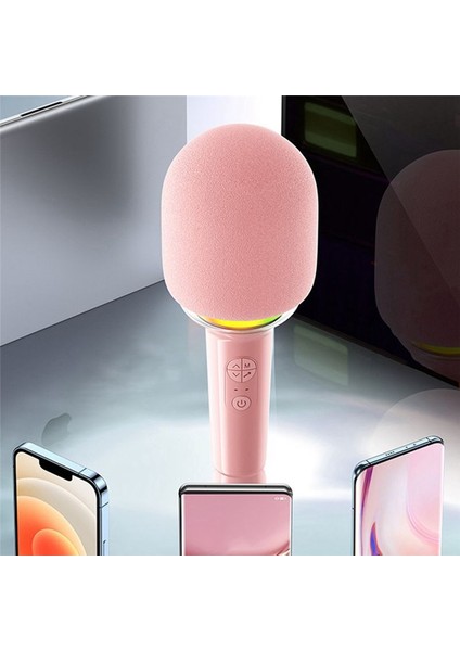 L8 LED Işık Entegre Kablosuz Mikrofon Bluetooth Ailesi K Şarkı Treasure Akıllı Gürültü Azaltma Hoparlör Pembe (Yurt Dışından) fiyatları