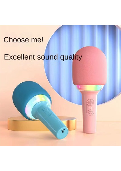 L8 LED Işık Entegre Kablosuz Mikrofon Bluetooth Ailesi K Şarkı Treasure Akıllı Gürültü Azaltma Hoparlör Pembe (Yurt Dışından) indirimleri