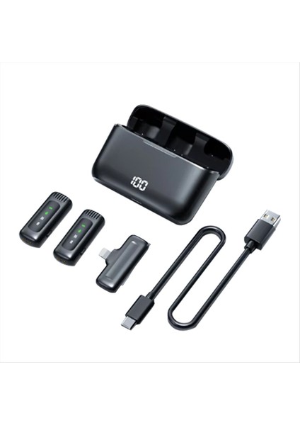 Apple Arayüzü Için Şarj Kutusu ile Kablosuz Yaka Mikrofon Taşınabilir Gürültü Azaltma Ses Kaydı (Yurt Dışından)