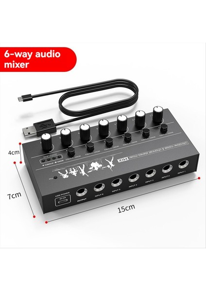 Kompakt 6 Kanallı Sesli Mikser Ultra Düşük Gürültü Gitarlar Için Yüksek Performanslı Stereo Mikser Bas Klavyeler (Yurt Dışından) fiyatları