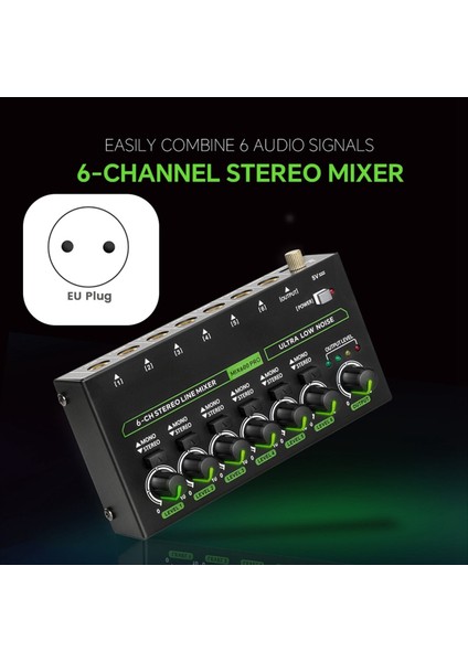 Mini Audio Mixer 6 Kanallı Stereo Hat Mikseri DC5V Profesyoneller Için Bağımsız Mikrofon Kontrol Mikseri Yeni Başlayanlar (Ab) (Yurt Dışından) fırsatları