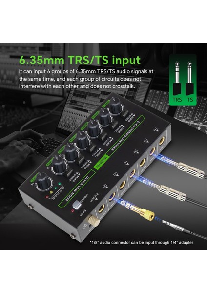 Mini Audio Mixer 6 Kanallı Stereo Hat Mikseri DC5V Profesyoneller Için Bağımsız Mikrofon Kontrol Mikseri Yeni Başlayanlar (Ab) (Yurt Dışından) indirimleri