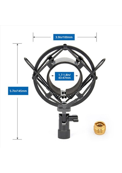 Mikrofonlar Için Evrensel Şok Montajı 45MM-52MM Yüksek Uyumluluk Mikrofon Tutucu Anti-Vibrasyon Süspansiyonu B (Yurt Dışından) fiyatları