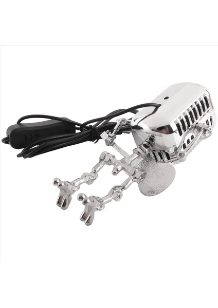 2x Retro Tarzı Vintage Mikrofon Robot Masa Lambası Vintage Mikrofon Robot Dokunmatik Dimmer Lamba Masa Lambası Siyah (Yurt Dışından)