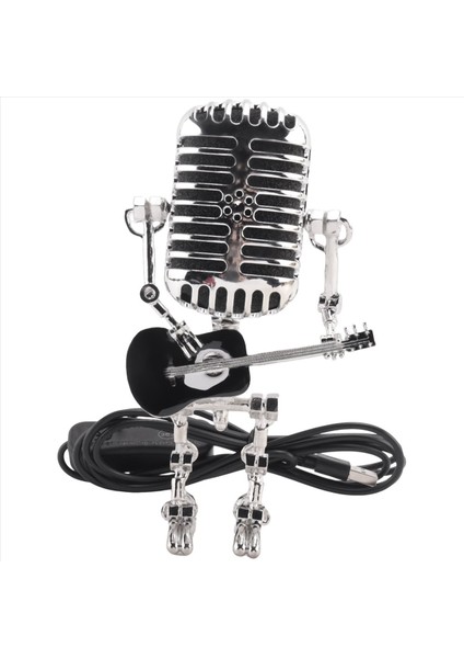 2x Retro Tarzı Vintage Mikrofon Robot Masa Lambası Vintage Mikrofon Robot Dokunmatik Dimmer Lamba Masa Lambası Siyah (Yurt Dışından) fırsatları