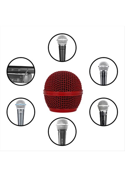 Kablosuz Mikrofon Grille Mikrofon Aksesuarları Shure SM58 SM58S SM58LC ve More Red Için Metal Mikrofon Grille Başlığı (Yurt Dışından) modelleri