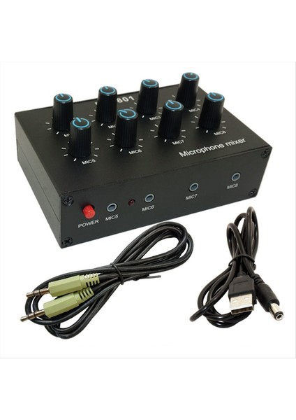 MC-801 Kondenser Mikrofon Genişletici 8 Kanal 3 5mm Mikrofon Mikser Çok Kanallı Giriş Genişletici Göbeği (Yurt Dışından)