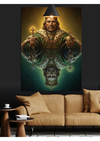 Haç Tutan Kral Dekoratif Kanvas - Mdf Ahşap Tablo modelleri