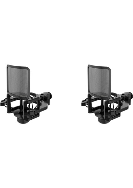 2x Mikrofon Şok Montajı Mikrofon Filtresi Ön Camla Montaj Gürültü Anti Titreşim Ekranı Kararlı Kolay Kurulum Siyah (Yurt Dışından)