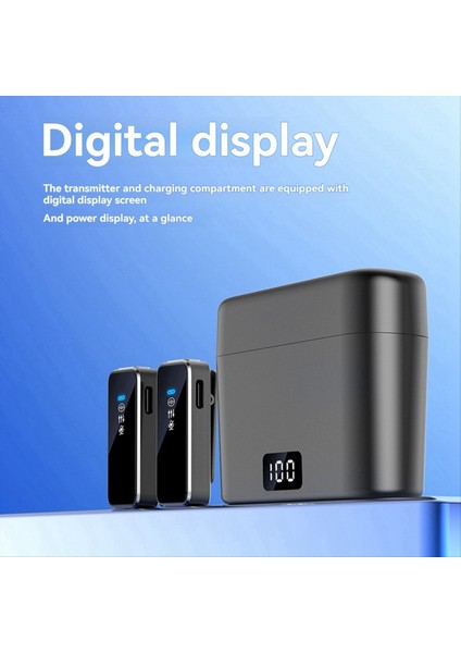 Kablosuz Lavalier Mikrofon Mini Taşınabilir Lavalier Mikrofon Çift Kanallı Ses Video Kaydı LCD Ekran Tip-C (Yurt Dışından)