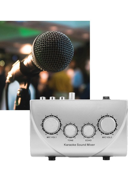 Karaoke Ses Mikseri Taşınabilir Ses Mikseri Profesyonel Ses Sistemi Karaoke Çift Mikrofon Girişleri Ses Ses Mikseri Gümüş (Ab) (Yurt Dışından) modelleri
