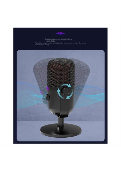 Rgb Işığı/düğmeleri ile Oyun USB Kondenser Mikrofon Mikrofon Mikrofon Mikrofon Pc Oyun Kayıt Akışı Siyah Için Sessiz (Yurt Dışından) modelleri