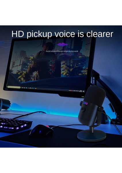 Rgb Işığı/düğmeleri ile Oyun USB Kondenser Mikrofon Mikrofon Mikrofon Mikrofon Pc Oyun Kayıt Akışı Siyah Için Sessiz (Yurt Dışından) fırsatları