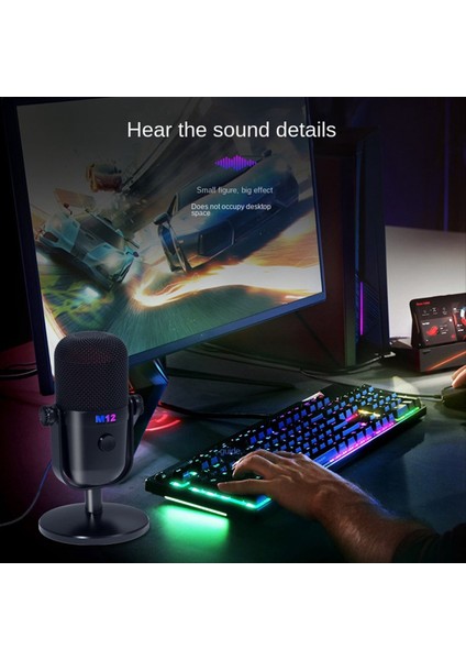 Rgb Işığı/düğmeleri ile Oyun USB Kondenser Mikrofon Mikrofon Mikrofon Mikrofon Pc Oyun Kayıt Akışı Siyah Için Sessiz (Yurt Dışından) indirimleri