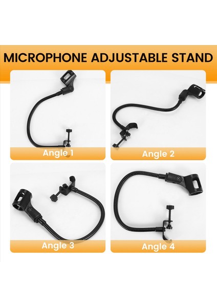 2 Pcs Mikrofon Ayarlanabilir Stand Esnek Goopeneck Masaüstü Standlar Masa Kelepçesi Kayıt Ekipmanı Toplantı Dersini Toplama Için (Yurt Dışından) indirimleri