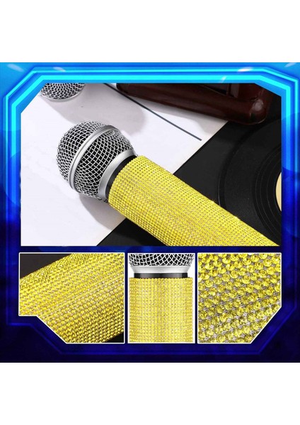 2x Mikrofon Sapı Kapağı Parti ve Tv Şovu Için Işıltılı Bling Rhinestones Mikrofon Kolu Kol Çoğu Kablosuz Mikrofon Altın Için (Yurt Dışından) fırsatları