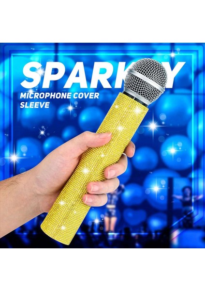 2x Mikrofon Sapı Kapağı Parti ve Tv Şovu Için Işıltılı Bling Rhinestones Mikrofon Kolu Kol Çoğu Kablosuz Mikrofon Altın Için (Yurt Dışından) indirimleri