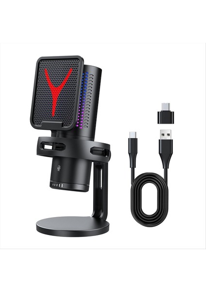 Oyun Mikrofon Profesyonel Kondenser Mikrofon Rgb USB Kablolu Mikrofon Pc Dizüstü Bilgisayar Podcast Gamer Karaoke (Yurt Dışından)