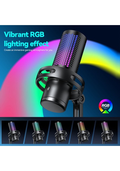 Oyun Mikrofon Profesyonel Kondenser Mikrofon Rgb USB Kablolu Mikrofon Pc Dizüstü Bilgisayar Podcast Gamer Karaoke (Yurt Dışından) modelleri