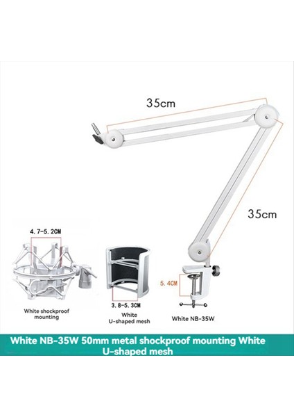 Mikrofon Kolu Kayıt Podcast Ayarlanabilir Süspansiyon Bomu Makas Kolu Filtreli Şok Montajı Beyaz (Yurt Dışından) fiyatları