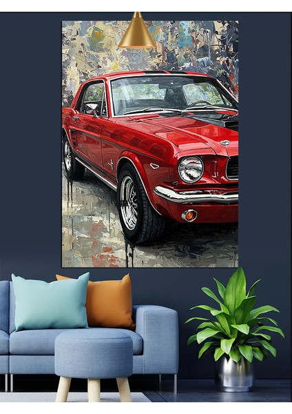 Kırmızı Klasik Araba Antik Dekoratif Kanvas - Mdf Ahşap Tablo modelleri