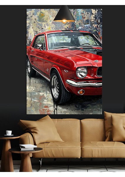 Kırmızı Klasik Araba Antik Dekoratif Kanvas - Mdf Ahşap Tablo fırsatları