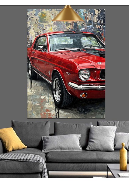 Kırmızı Klasik Araba Antik Dekoratif Kanvas - Mdf Ahşap Tablo indirimleri
