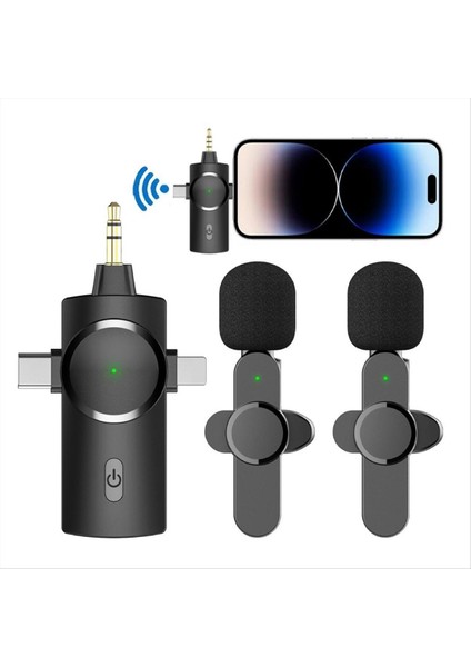 Röportajlar Için 3 In1 Kablosuz Lavalier Mikrofon Iphone/ipad/android/akıllı Telefon/kamera/bilgisayar Için Video Podcast Için (Yurt Dışından)