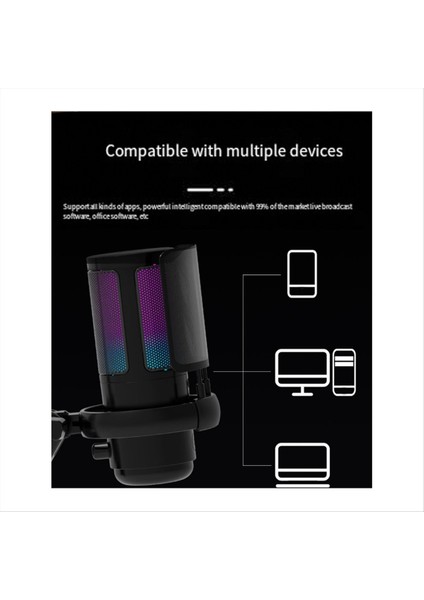 Rgb Aydınlatma Anahtarı ile USB Mikrofon Tek Tıkaç Sessiz Profesyonel Masaüstü Kayıt Mikrofonu Stand Oyun Mikrofonu (Yurt Dışından) modelleri