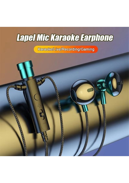 Karaoke Canlı Yayın Çevrimiçi Sınıf Oyun Siyah Yeşil Için Kulaklık Mini Klip Mikrofon ile 3 5mm Kulak Içi Lavalier Mikrofon (Yurt Dışından) fiyatları