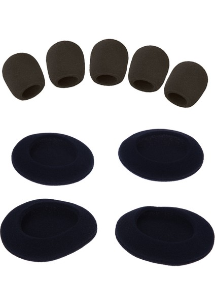 9 Pcs Siyah Sünger Köpük Kapak 5 Pcs Mikrofon Top Sünger Köpük Kapağı ve 2 Çift 60MM Kulak Pedleri Köpük Yastıkları Sennheiser Için Yedek (Yurt Dışından)