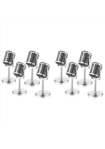 8pcs Retro Mikrofon Props Model Vintage Mikrofon Antika Oyuncak Mikrofon Sahne Masa Dekoru Gümüş (Yurt Dışından)
