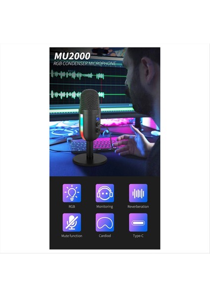 Rgb Oyun Mikrofonu Pc Bilgisayar Kaydı USB Kondenser Mikrofon Podcast&#39 Lar Etkileyici Olun Oyuncular Studio Mic (Yurt Dışından) fiyatları