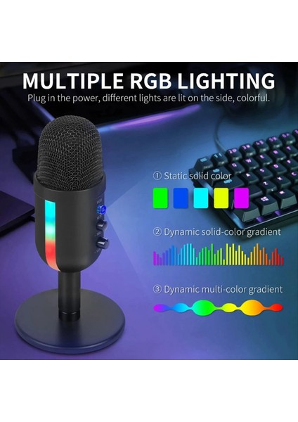 Rgb Oyun Mikrofonu Pc Bilgisayar Kaydı USB Kondenser Mikrofon Podcast&#39 Lar Etkileyici Olun Oyuncular Studio Mic (Yurt Dışından) fırsatları