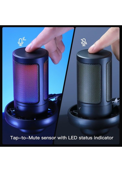 USB Kondenser Metal Mikrofon Rgb Işık Masaüstü Podcast Mikrofon ile Profesyonel Kayıt Akışı (Yurt Dışından) indirimleri