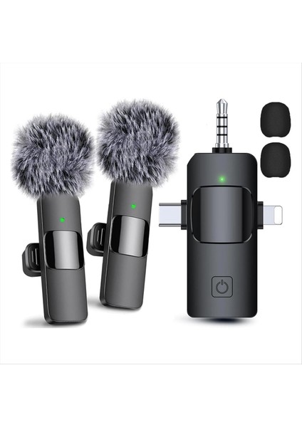 3 iPhone Android Kamera Usb-C Mikrofonu Için 3 Kablosuz Lavalier Mikrofon Gürültü Azaltma ile Mini Mikrofon (Yurt Dışından)