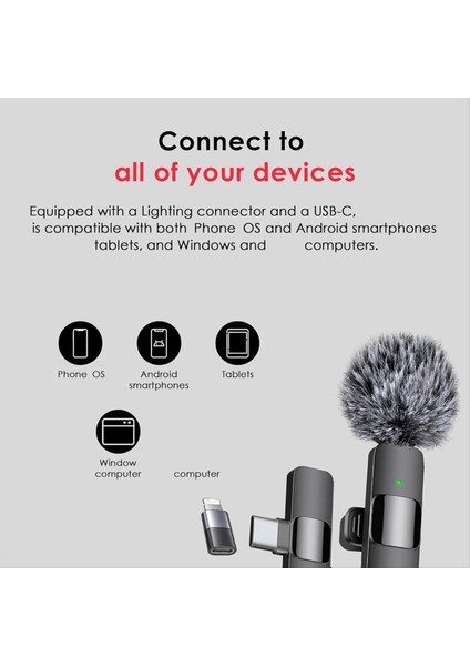 3 iPhone Android Kamera Usb-C Mikrofonu Için 3 Kablosuz Lavalier Mikrofon Gürültü Azaltma ile Mini Mikrofon (Yurt Dışından) fırsatları