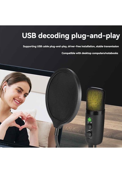 Parlak Rgb Aydınlatma Standart Yapılandırması ile Pc Için USB Mikrofon Kondenser Oyun Mikrofonu (Yurt Dışından) fırsatları